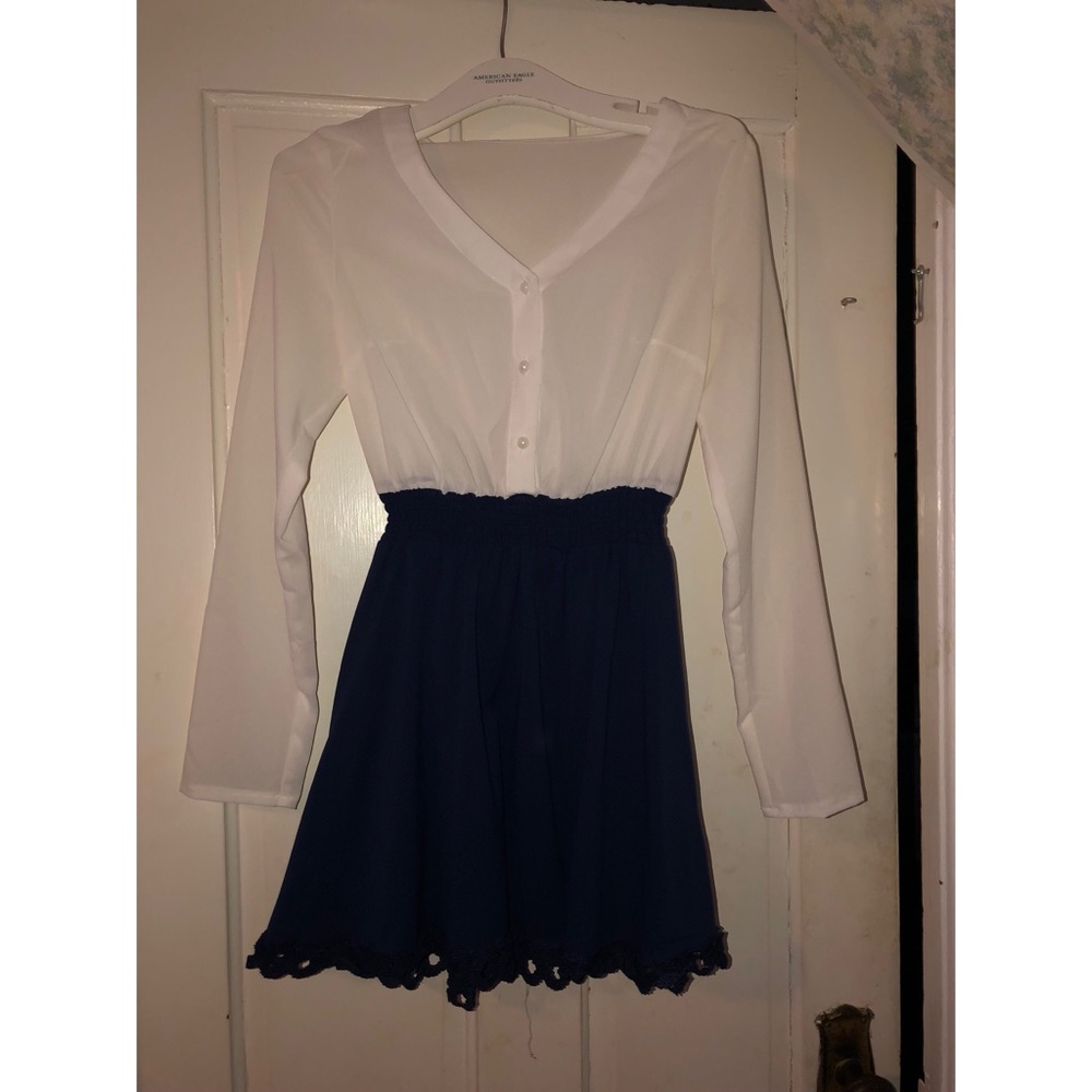 Blue and white dress